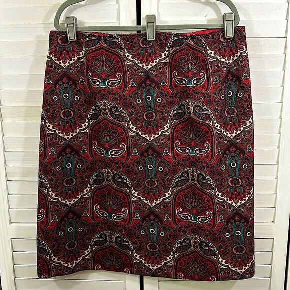 Talbots Skirt Size 16 Paisley Opulent Wrap Work Wear Office - Picture 9 of 14